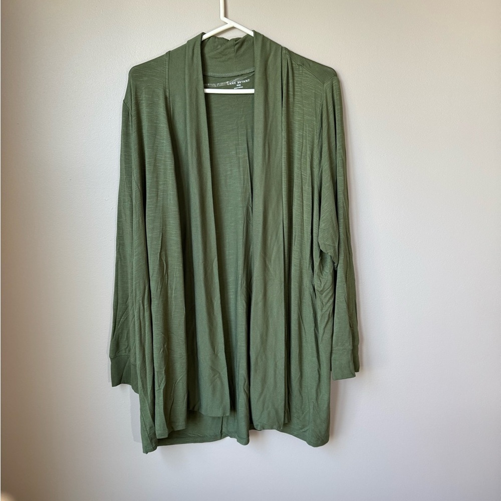 Lane Bryant Sage Green Open Cardigan